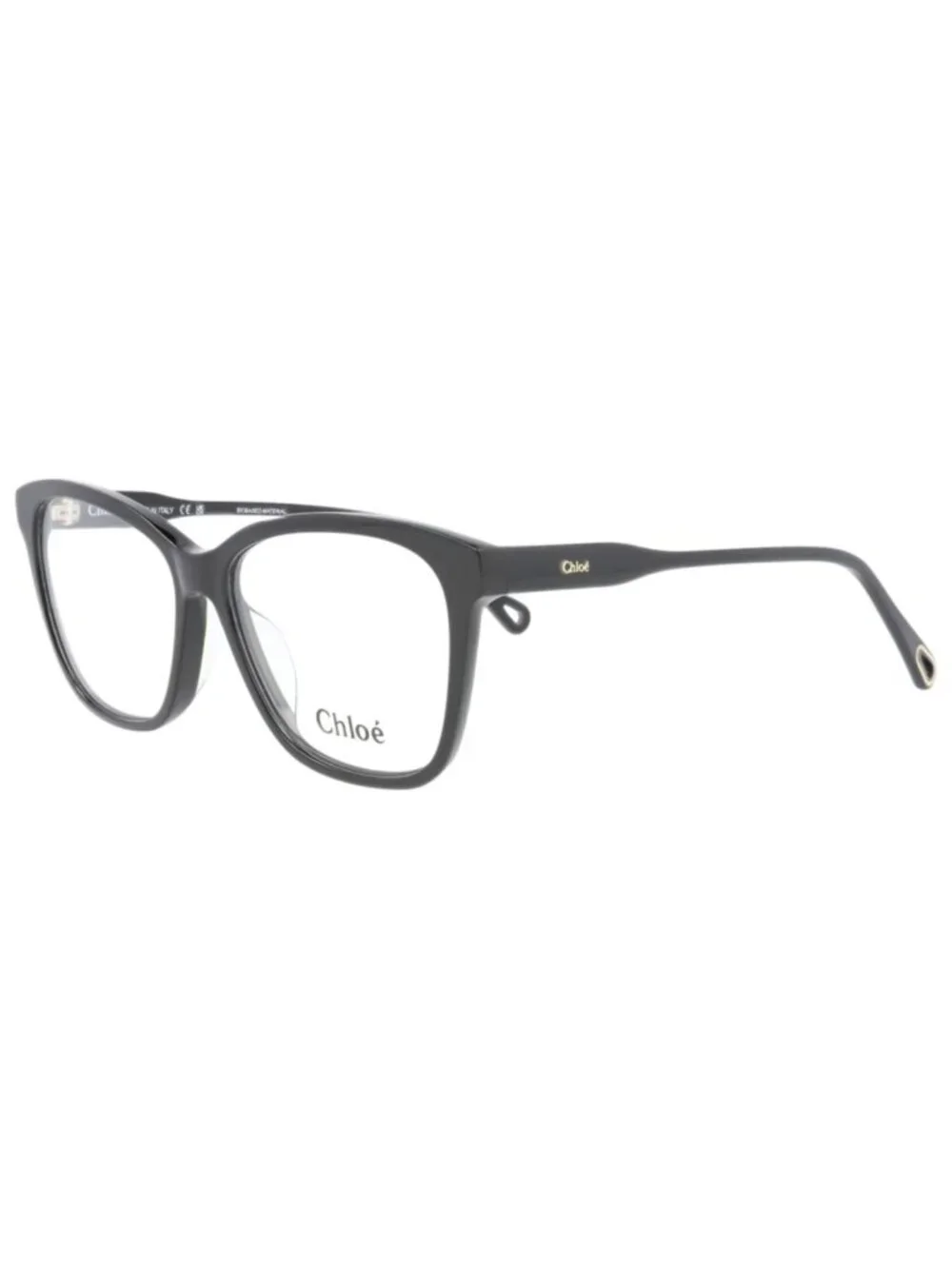 New Chloé Women's Eyeglasses Square Rectangle Bio Acetate Frame Black Black